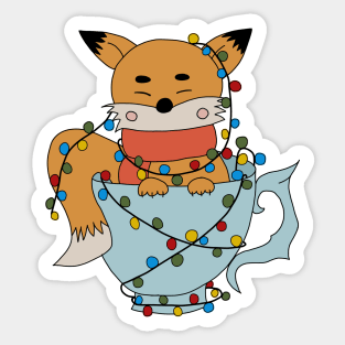 Festive Fox Glow: Christmas Lantern Garland Charm Sticker